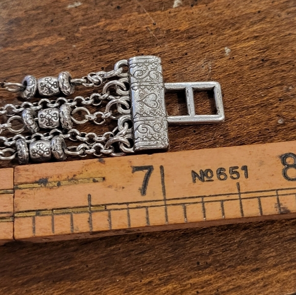 Brighton Silver Tone Multi Chain Bracelet with cross and floral design - Picture 7 of 7